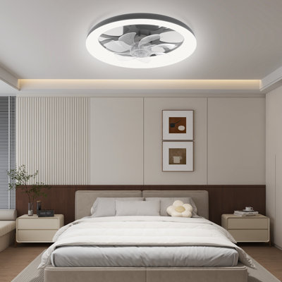 18'' Flush Mount Dimmable Ceiling Fan with LED Lights