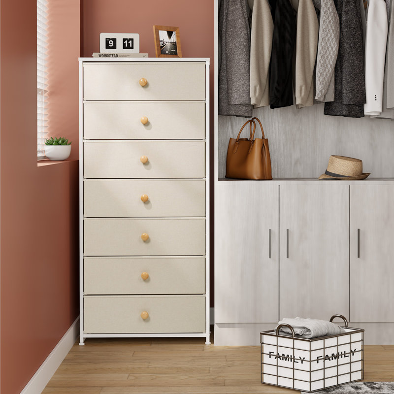 Commode 7 tiroirs l 23,2 po, beige, Beige