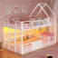 Lit superposé simple au-dessus de simple avec station de charge, tablette de rangement, lit mezzanine en métal avec lumières à DEL, pas de sommier nécessaire, peu encombrant pour la chambre à coucher-1476146030