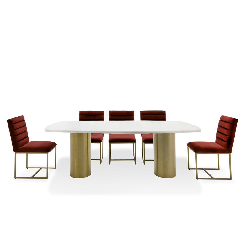 Charney Marble Top Metal Base Dining Table