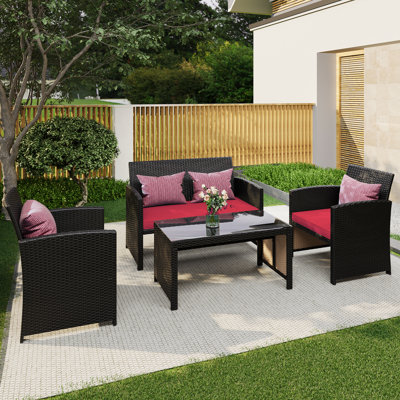 4 PCS Outdoor Seating Group with Cushions for 4 Person