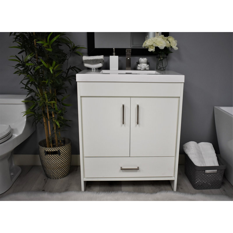 Base de meuble-lavabo simple autoportante 29 po 29 po, Blanc doux