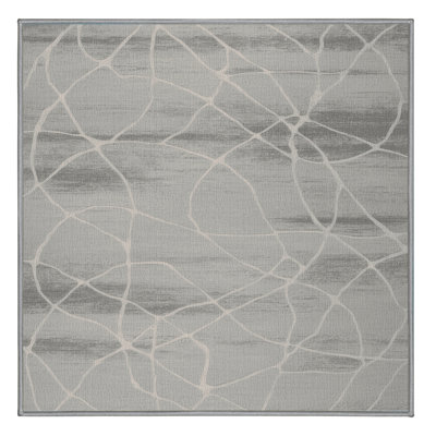 Machine Washable Abstract Gray Area Rug