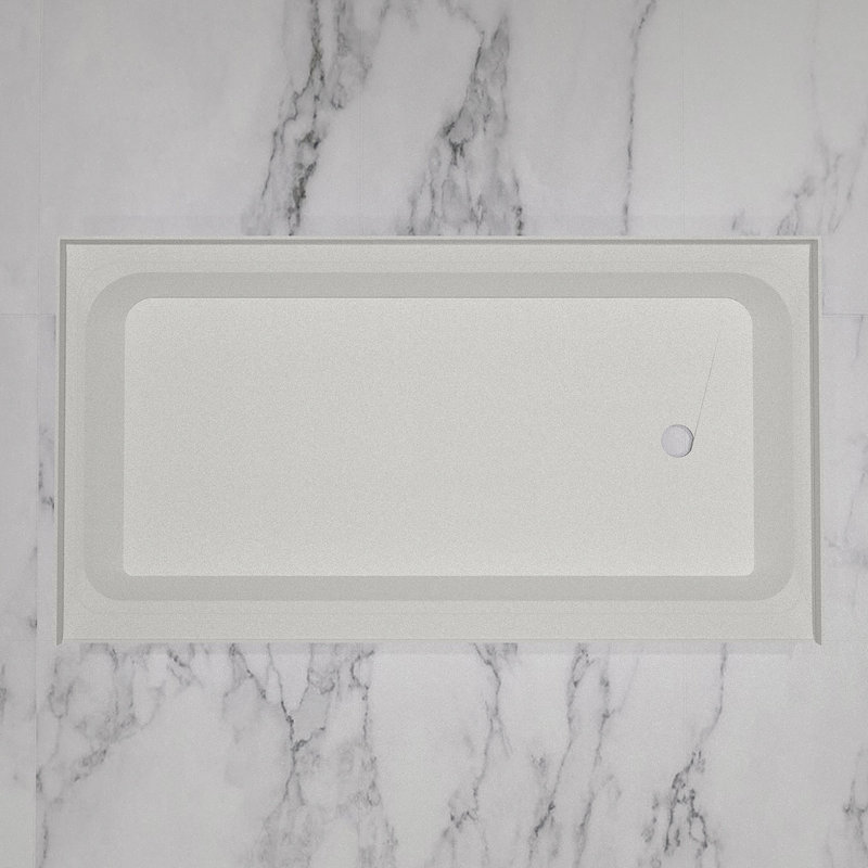 32x60 - Drain - Single Threshold - Acrylic Shower Base, Right