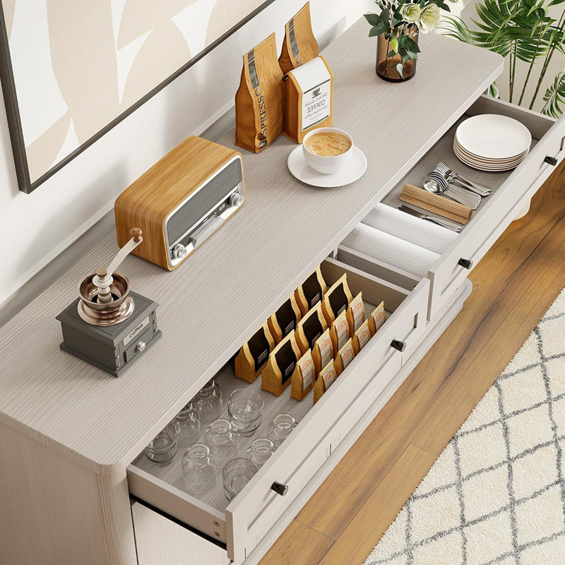 Buffet incurvé 63 "avec tiroirs et portes arquées - Chêne gris