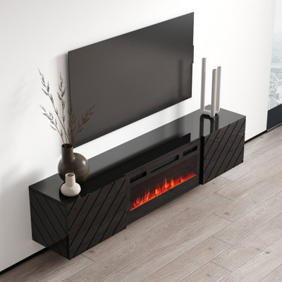 Gofried Floating TV Stand for TVs up to 78" with Electric Fireplace Included