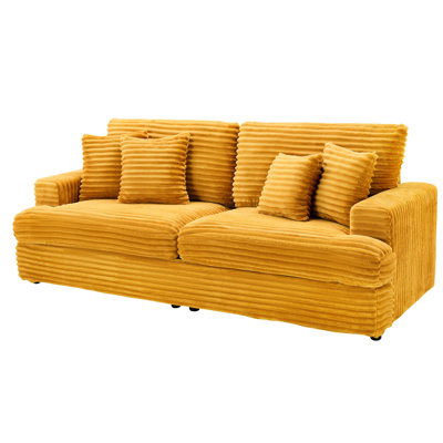 Amadi Corduroy Couch With 4 Pillows, 3 Seater Relax Toss Modern 3,