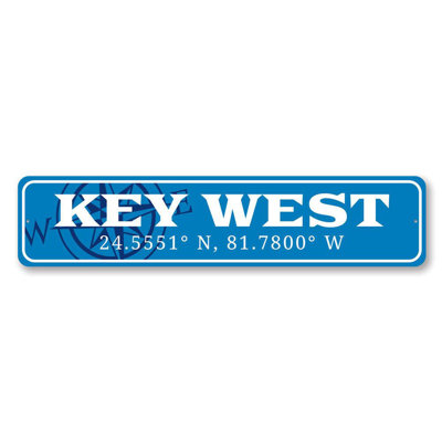 Coordinates and Compass Aluminum Sign