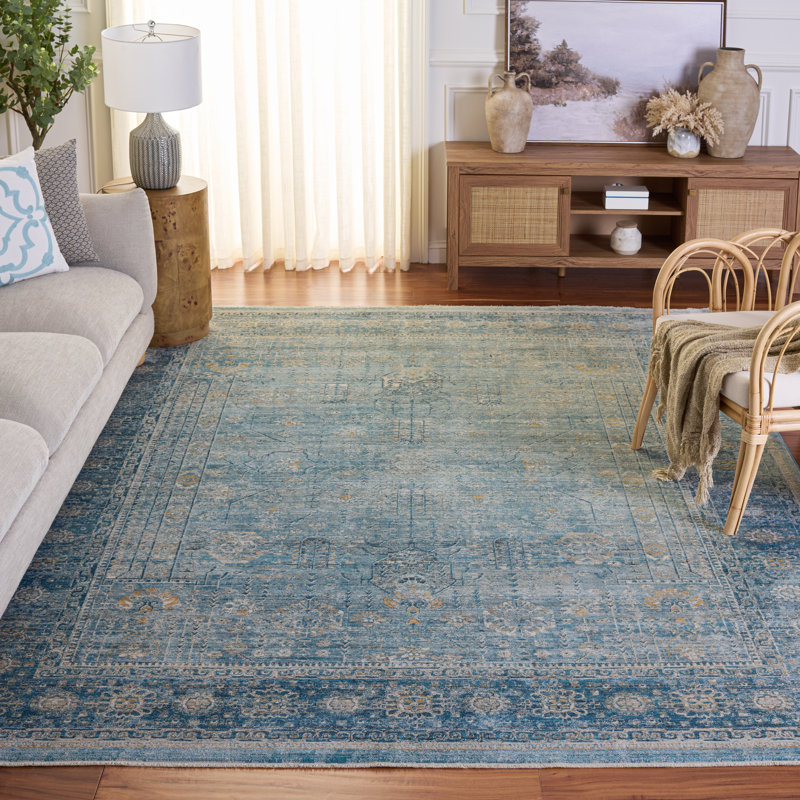 Tapis bleu / ivoire Rumsey, Rectangle 8 pi x 10 pi