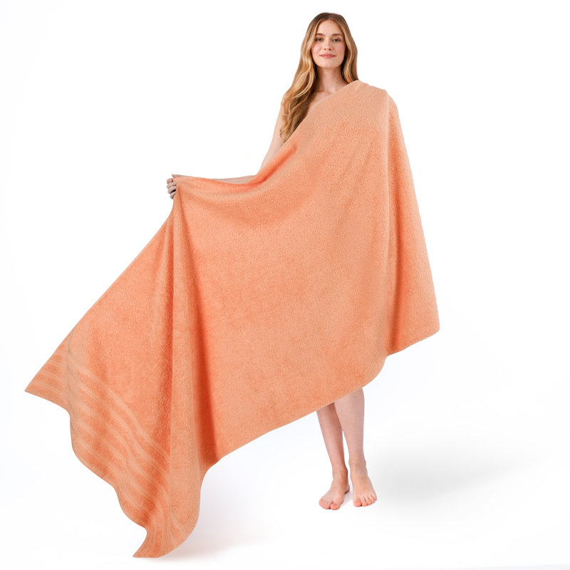 Darcelle 100% Cotton 35x70 Jumbo Large Bath Sheet, Malibu Peach