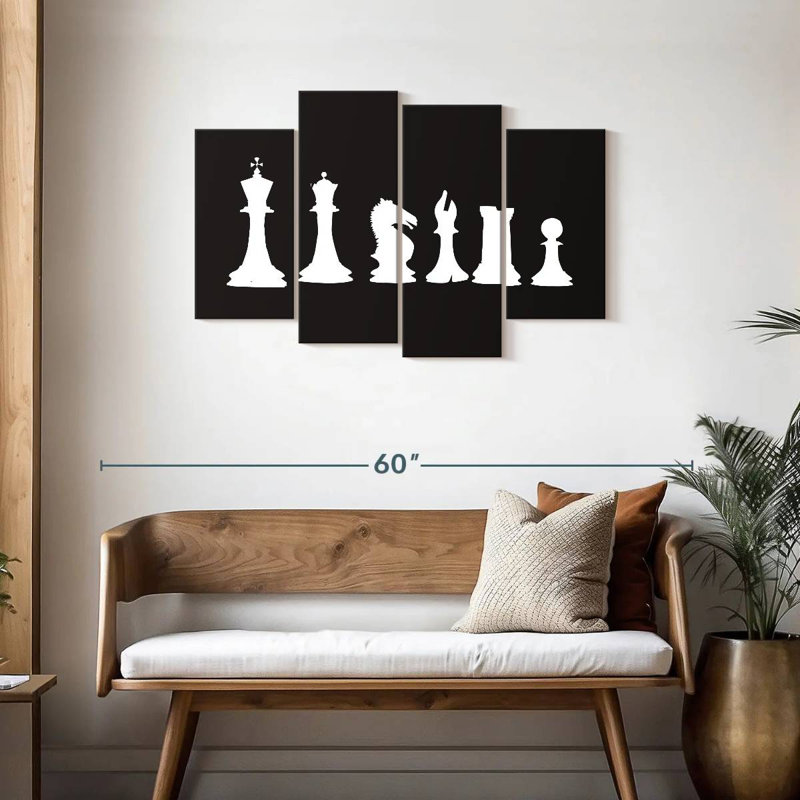Silhouettes d'échecs Senne, H 27 po x l 43 po