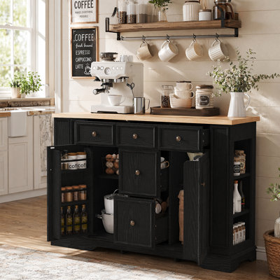Buffet rustique de salle à manger - Buffet avec rangement spacieux, tablettes réglables et charme campagnard