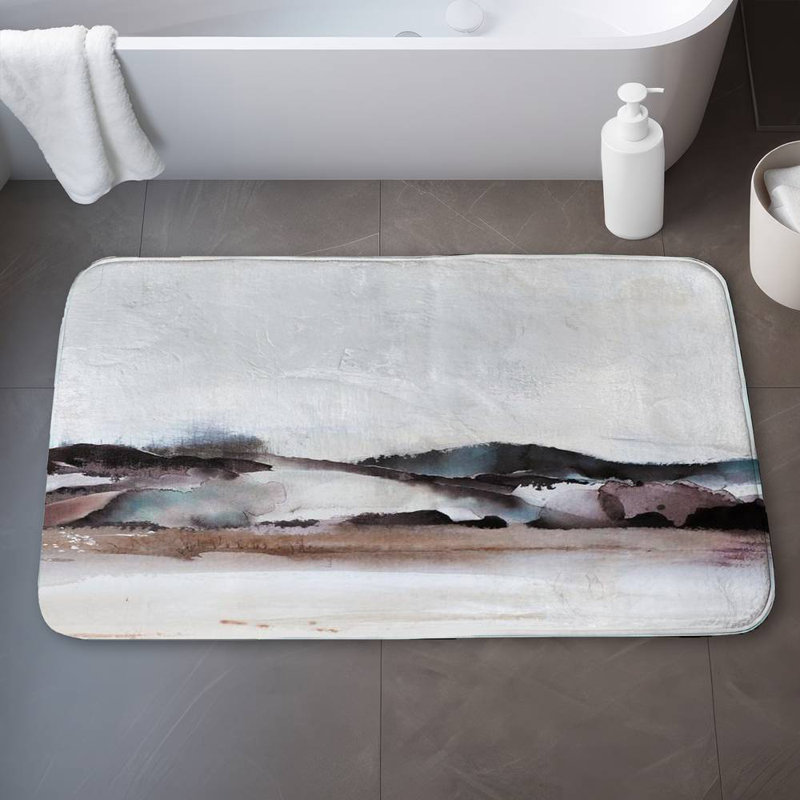 Watercolor mountains Bath Mat with Non-Slip Backing - Quick Dry Memory Foam Bathroom Rug - Absorbent - Modern Plush Spa-Style - Machine Washable