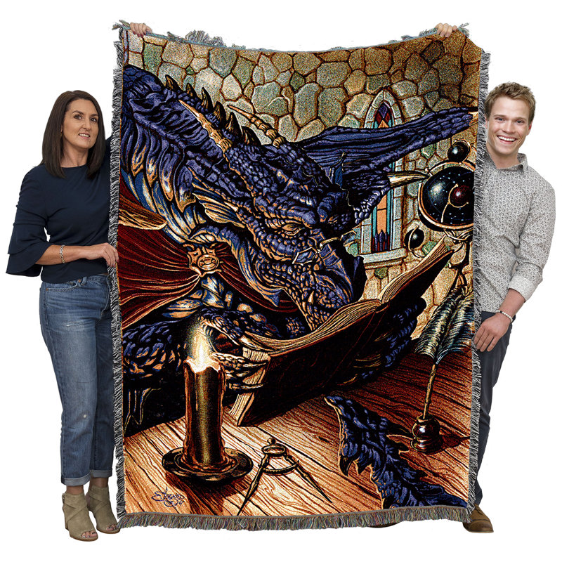 Pure Country Weavers Harbinger of Fire Dragon Blanket by Ed Beard Jr - Gift Fantasy Tapestry Throw Woven from Cotton - Made in the USA (72x54) (Good Book, 72" x 54")