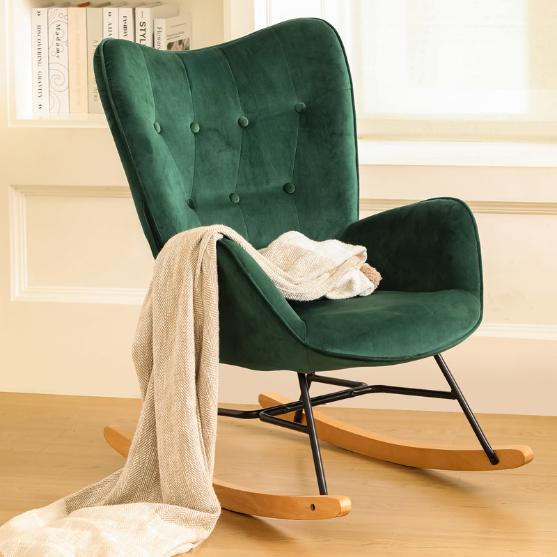 Somers Upholstered Rocking Chair, Dark Green