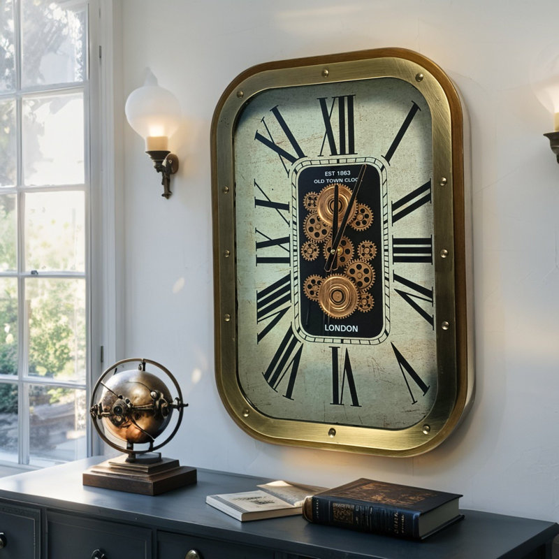 Metal Wall Clock, Silver, Large