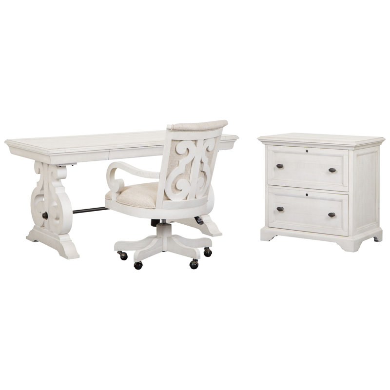 Writing Desk With Chair And File Cabinet, 3 Pieces: Desk, Chair, Filing Cabinet