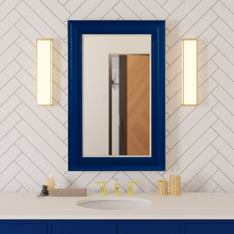 Aqueelah 22 " W X 34 " H Surface Framed Medicine Cabinet with Mirror, Royal Blue
