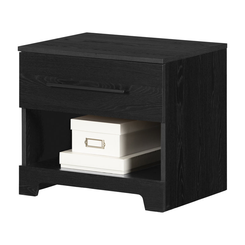 Black Oak 1-Drawer Contemporary Nightstand
