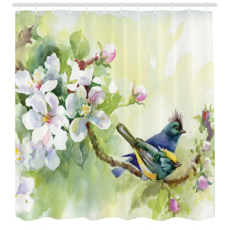 Floral Shower Curtain with Hooks Included, 70" H x 69" W