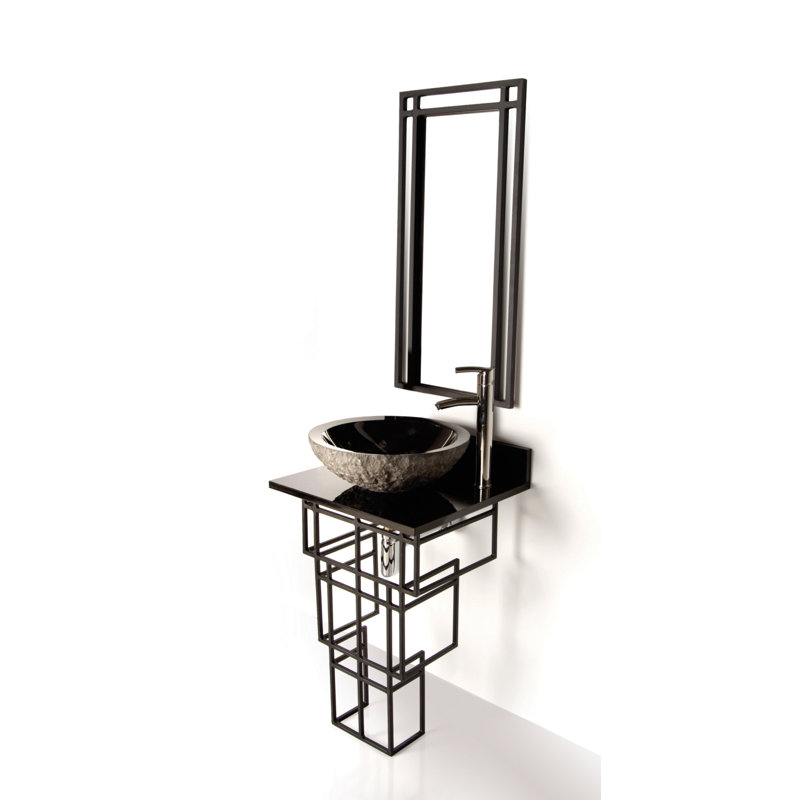 Base de meuble-lavabo simple en fer 17,75 "Iron Mission, Fer noir