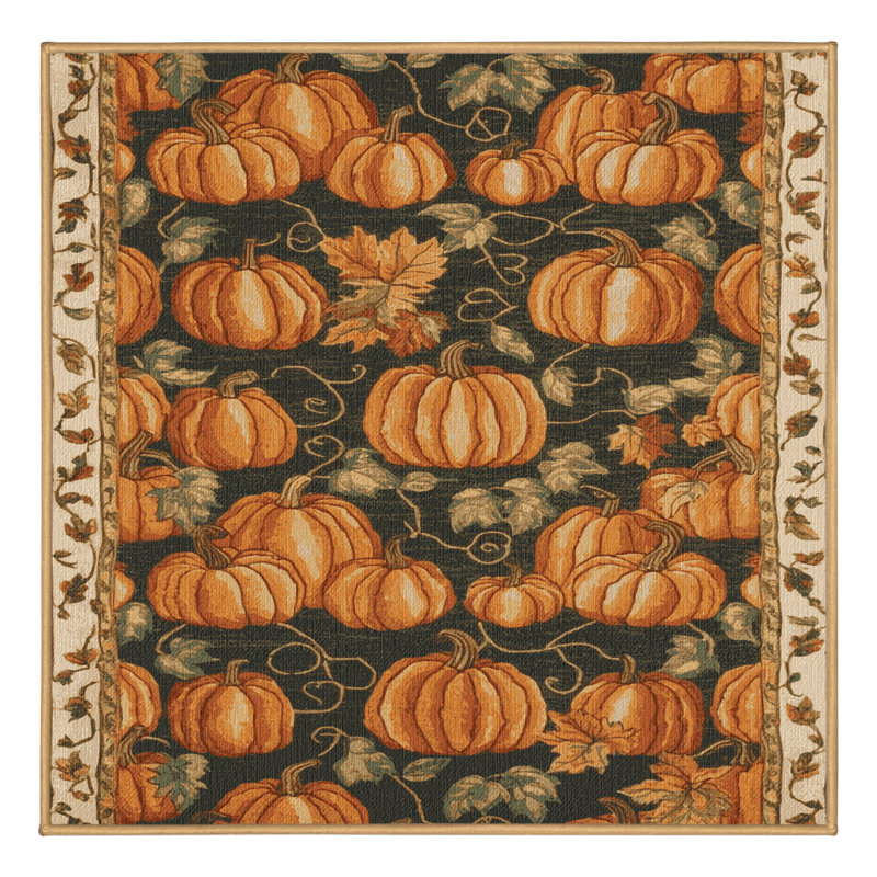  Tapis lavable à la citrouille, Rond 8 pi