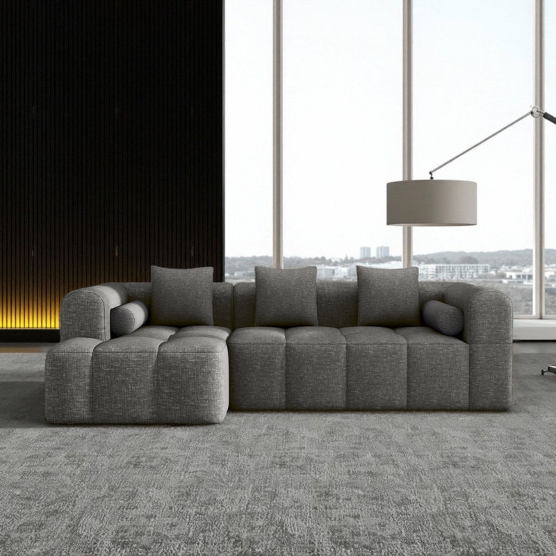 Canapé modulaire en chenille 101,2 po, Gris chenille