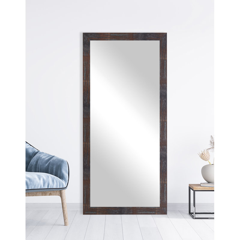 Efemena Engineered Wood Flat Mirror, 66" x 33", Rust/Black