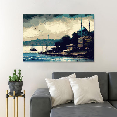 «Istanbul Post-Impressionism Style 3 - 1 pièce», reproduction d'art graphique sur toile tendue