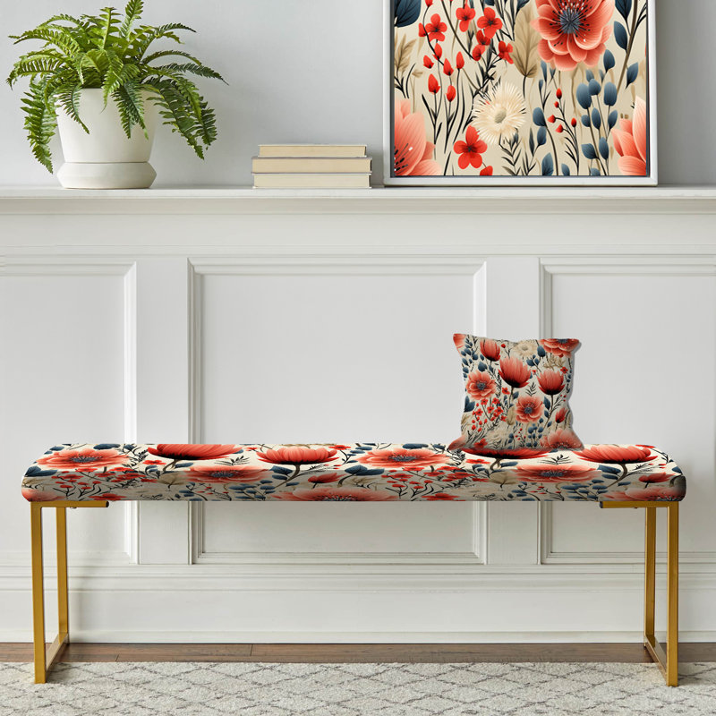 Divine Dreams, motif floral - banc rembourré or floral