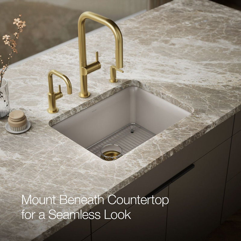 Cairn® 25" L x 18" W Undermount Kitchen Sink With Accessories, Matte Taupe