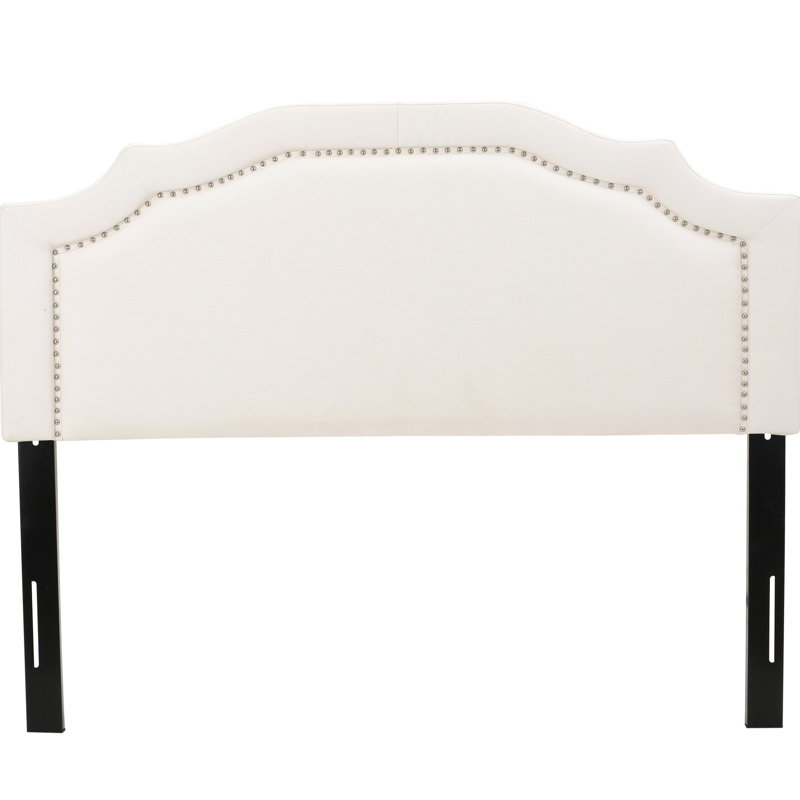 Upholstered Headboard In For Queen And Full Sized Beds, With Button Details Black Iron Frame Decor