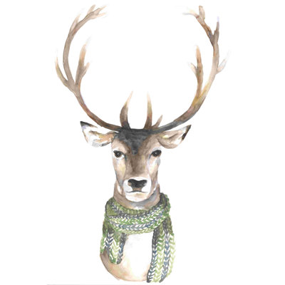 " Reindeer With Scarf " Painting Print