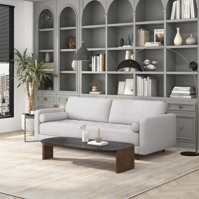 Chism 88'' Upholstered Sofa, Light Gray Linen, 31.5" H x 88" W x 38" D