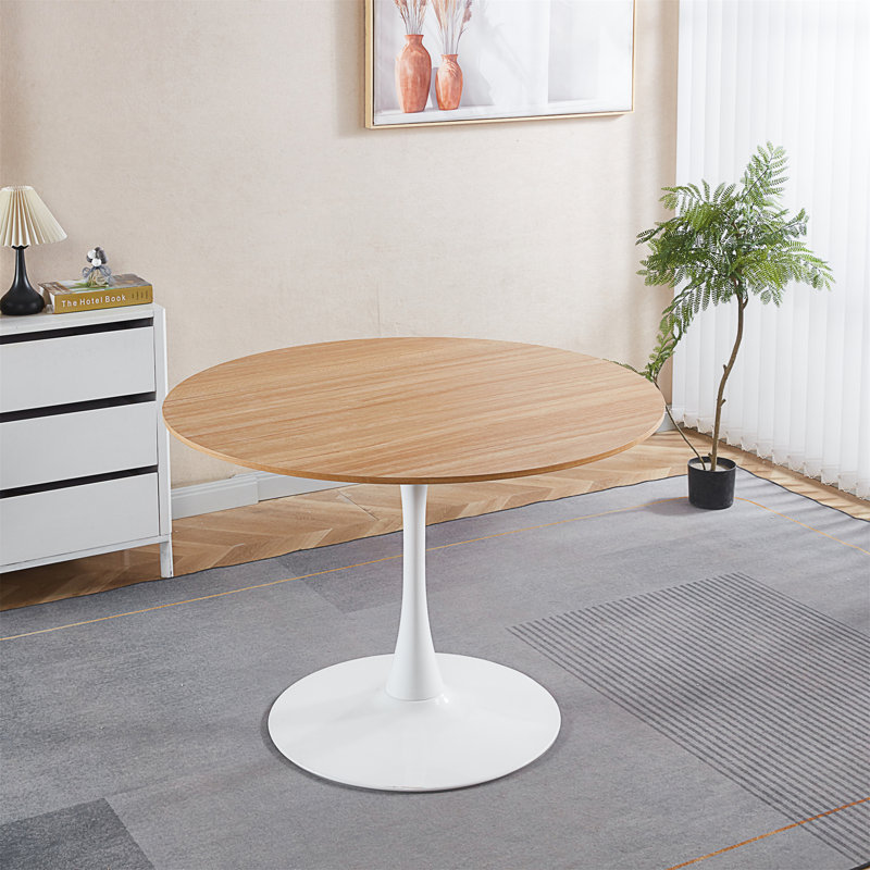 Table de salle à manger 42,1 "à plateau tulipe Mid-Century pour 4 à 6 personnes avec plateau rond en MDF (table incluse seulement)