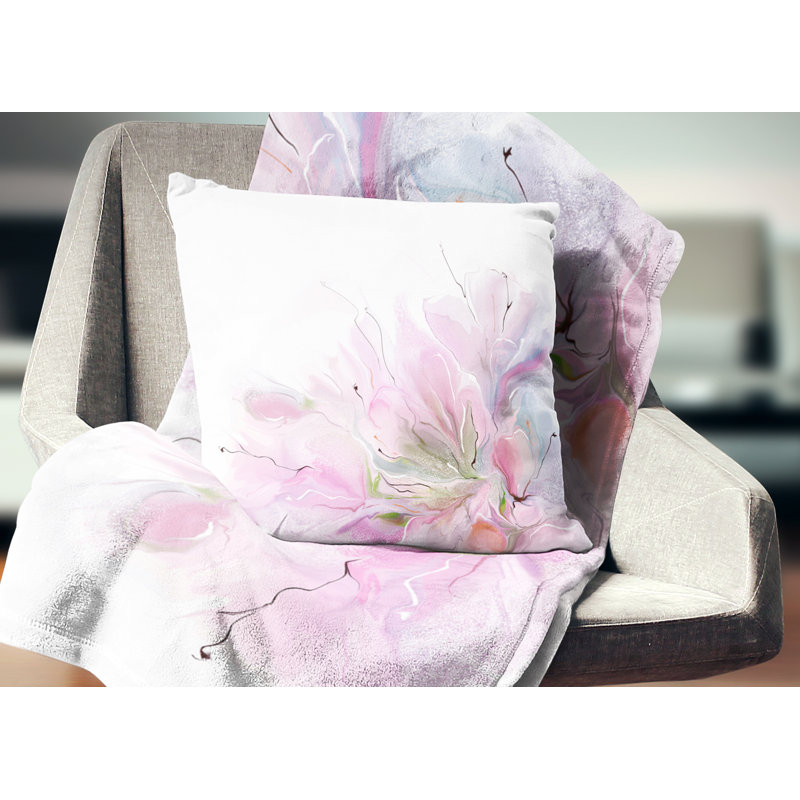  Coussin abstrait à jolies fleurs, 16 po x 1 po, Coussin décoratif