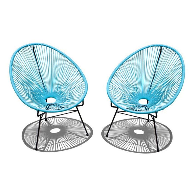Dawud Outdoor Armless Lounge Chair, Turquoise