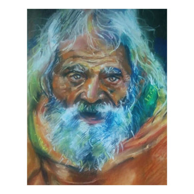 Vieil homme - Portrait | Pastels doux sur papier | Par Mukal