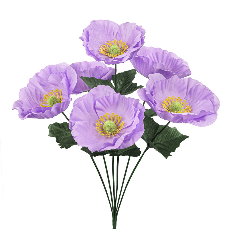 Artificial Poppy Flower Bush, Lavender