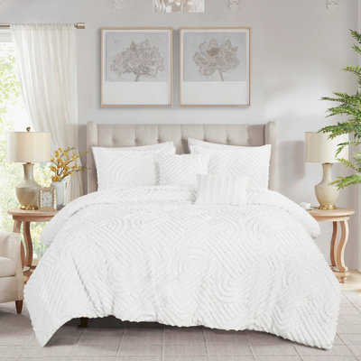Ensemble d'édredon texturé 5 pièces - Literie moelleuse avec coussins décoratifs
