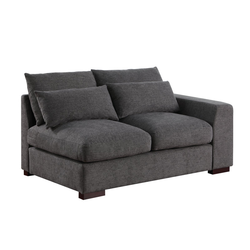 Canapé modulaire avec deux repose-pieds Bobvale, Mousse gris foncé, H 34,25 po x l 64,39 po x P 37,8 po
