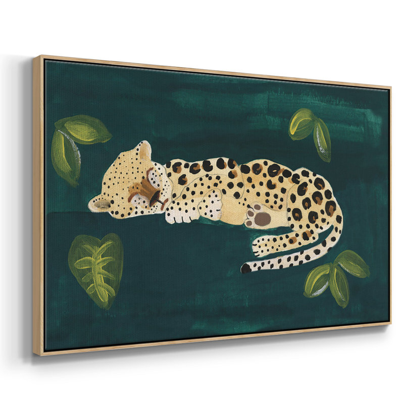 Toile tendue avec châssis Lethargic Leopard II, H 27 po x l 41 po x P 2 po, Cadre en bois naturel