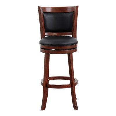 Chaise de bar pivotante confortable en similicuir avec revêtement en cerisier foncé 1 pièce, chaise de bar pivotante