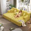 Ensemble de méridienne 2 pièces luxueux en velours côtelé, canapé-lit convertible 2 en 1 avec coussins et pochette de rangement-1501748300