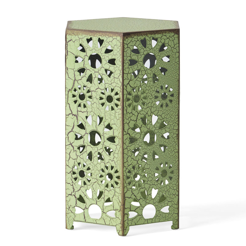 Iron Patio Side Table 12", Pattern, 10.5"X18.5", Portable Option 12" Cut Out Table, Iron, Decoration Item, Green