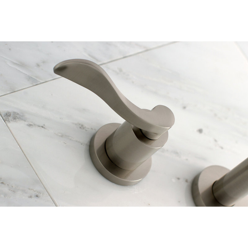 Kingston Brass NuWave Two-Handle 3-Hole Wall Mount Roman Tub Faucet, Brushed Nickel