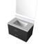 Meuble-lavabo simple noir, 30 po L 22 po x P 22 po, plateau en marbre de culture, miroir 28 po, meuble-lavabo à fermeture en douceur avec comptoir et fermeture, structure en bois massif-1396705531