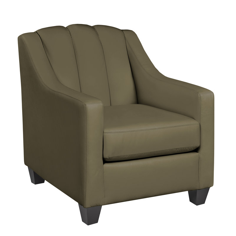 Fauteuil Canvey, Cuir véritable taupe