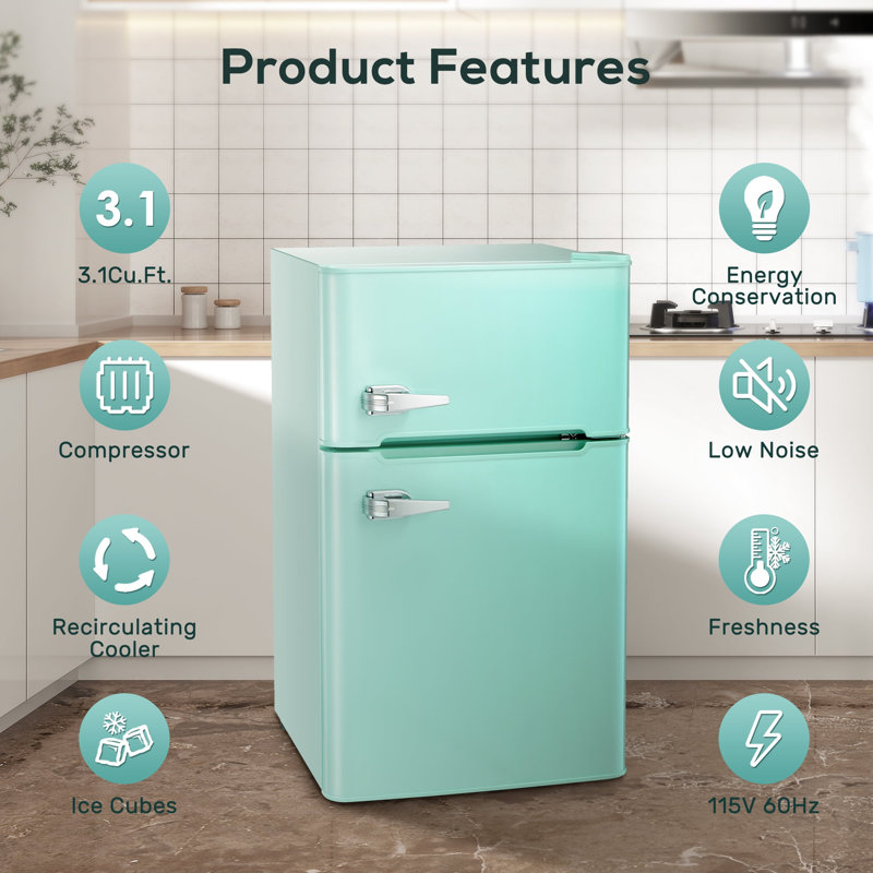Antarctic Star 3.2 Cu.Ft Retro Mini Fridge, Green