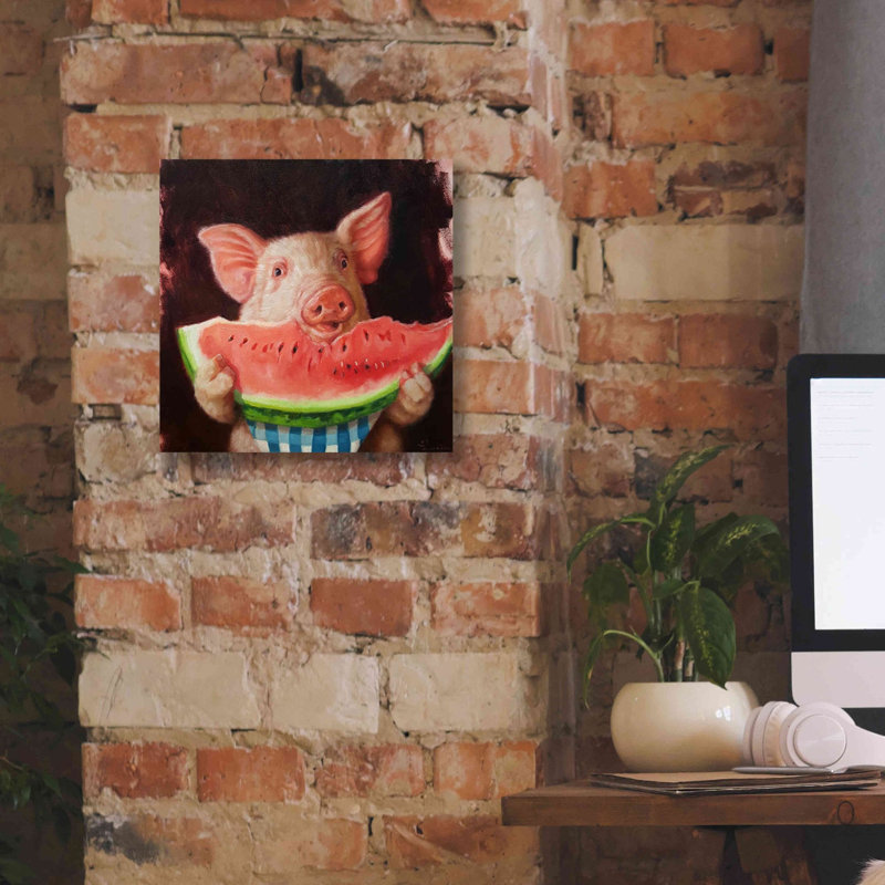 " Pig Out " by Lucia Heffernan, 12" H x 12" W